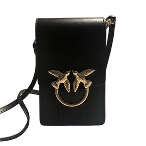 Pinko Black Crossbody Bag with Gold Bird Detail